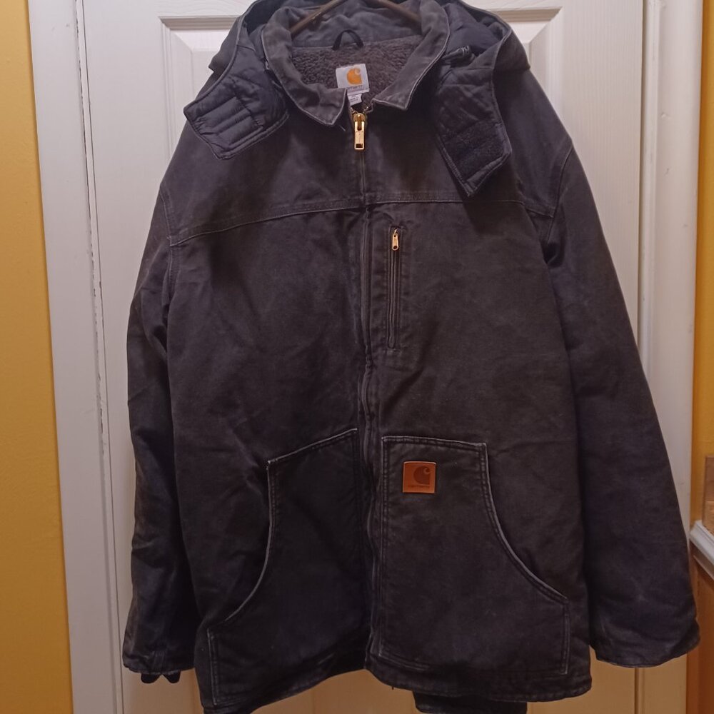 Carhartt Men's XL TALL Insulated Jacket w/ Removable Hood, Black